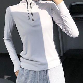 Lettering Half-zip Sports Top