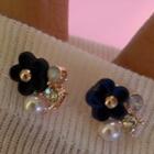 Flower Stud Earring 1 Pair - Blue & Gold - One Size