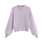 Cable-knit Sweater Purple - One Size
