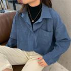 Long-sleeve Mock Two Piece Velvet Shirt