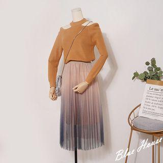 Plain Cold-shoulder Sweater