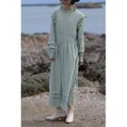Ruffled Long-sleeve Maxi A-line Dress