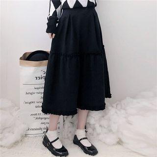 Frill Trim A-line Midi Skirt