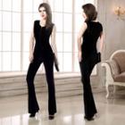 Sleeveless Velvet Jumpsuit