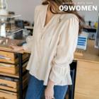 Plus Size Sailor-collar Pleated Blouse