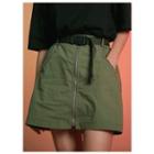 Zipped A-line Miniskirt With Belt