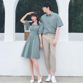 Couple Matching Short-sleeve Shirt / Pants / Short-sleeve A-line Dress