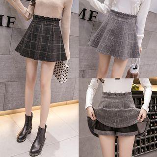 Frill Trim Plaid A-line Mini Skirt