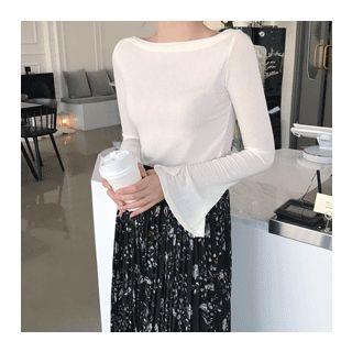 Bell-sleeve Colored T-shirt