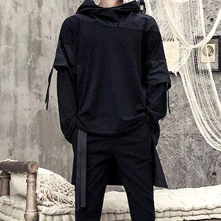 Batwing Sleeve Oversize Hoodie Black - One Size