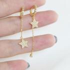 Non-matching Rhinestone Star Drop Earring 1 Pair - 925 Silver - Huggy Earring - Non-matching - Gold - One Size