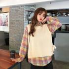Tie-side Sleeveless Knit Top / Plaid Casual Shirt / Maxi Dress