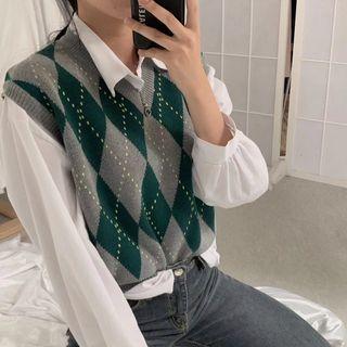 Argyle Knit Vest / Shirt