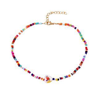 Heart Bead Choker 01 - Pink & Red & Blue - One Size