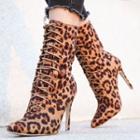 Lace-up Pointed High-heel Short Boots