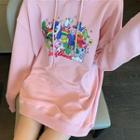Hoodie Oversize Printed Sweatshirt Pink - One Size