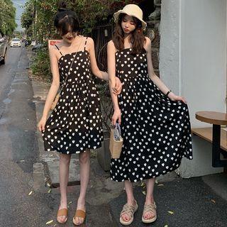 Spaghetti Strap Heart Pattern Dress / Midi Dress