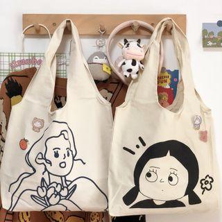 Set: Print Canvas Tote Bag + Pin