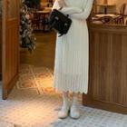 Mock Neck Lace Midi Dress Almond - One Size