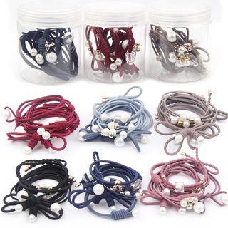 Set Of 6: Faux Pearl Hair Tie