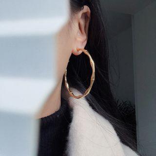 Bamboo Alloy Open Hoop Earring
