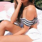 Striped Off-shoulder Bikini