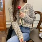 Plaid Tweed Jacket Almond - One Size