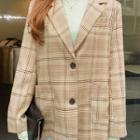 Drop-shoulder Printed Pullover Beige - One Size