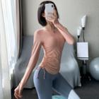 Round-neck Drawstring Ruched Yoga Top