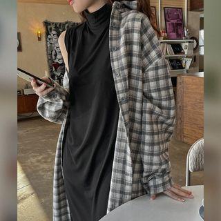 Sleeveless Mock-neck Long Dress