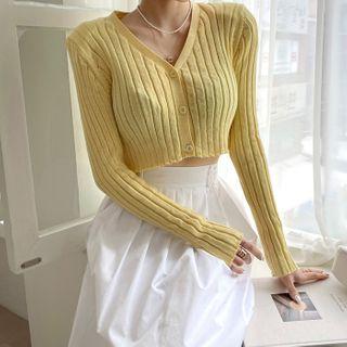 Padded-shoulder Cropped Cardigan