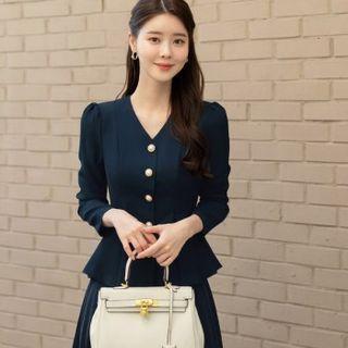 Tall Size V-neck Peplum Blouse