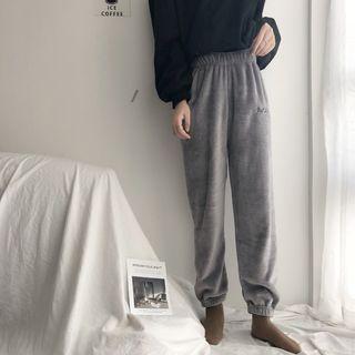 High-waist Letter Embroidered Pants
