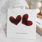 Heart Earring 1 Pair - Wine Red - One Size