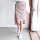 Asymmetric-hem Check Midi Skirt