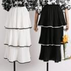 Layered Contrast Midi Skirt