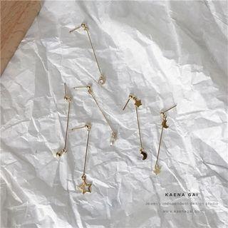 Rhinestone / Moon / Star Dangle Earring