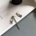 Non-matching Lock & Key Drop Earring 1 Pair - Silver - One Size