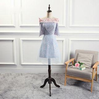 Off Shoulder A-line Lace Cocktail Dress