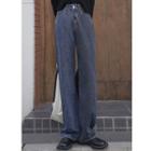 High-waist Denim Shift Wide-leg  Pants