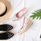 Pointed Sling-back Dotted Wedge Heel Sandals