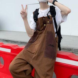 Lettering Paneled Jumper Pants