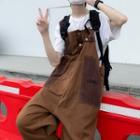 Lettering Paneled Jumper Pants