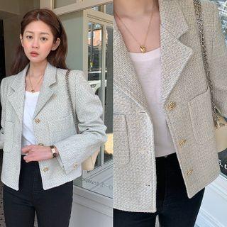 3-button Tweed Short Blazer