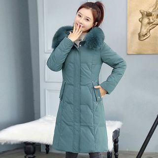 Furry Trim Midi Coat
