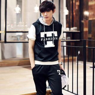 Set: Hooded Short-sleeve Pullover + Sweatpants