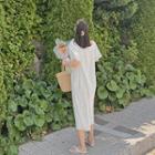 Bell-sleeve Square-neck Long Dress