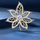 Rhinestone Leaf Brooch 1 Pc - Rhinestone Leaf Brooch - Gold - One Size