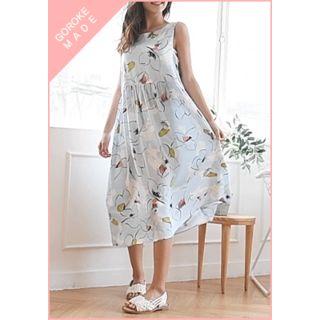 Sleeveless Knot-back Floral Long Dress