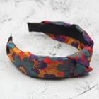 Floral Print Knot Headband Hairband - Flower - Red - One Size